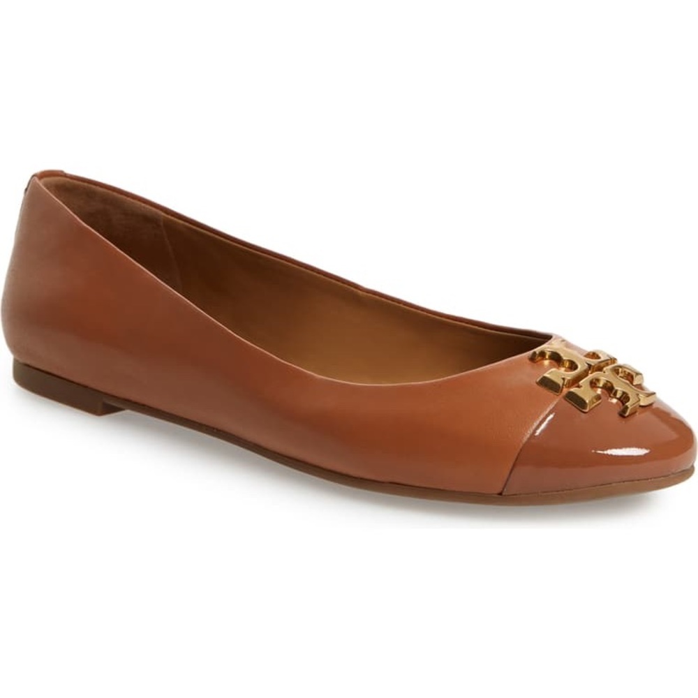 Tory Burch Everly Cap Toe Ballet Flats Tan